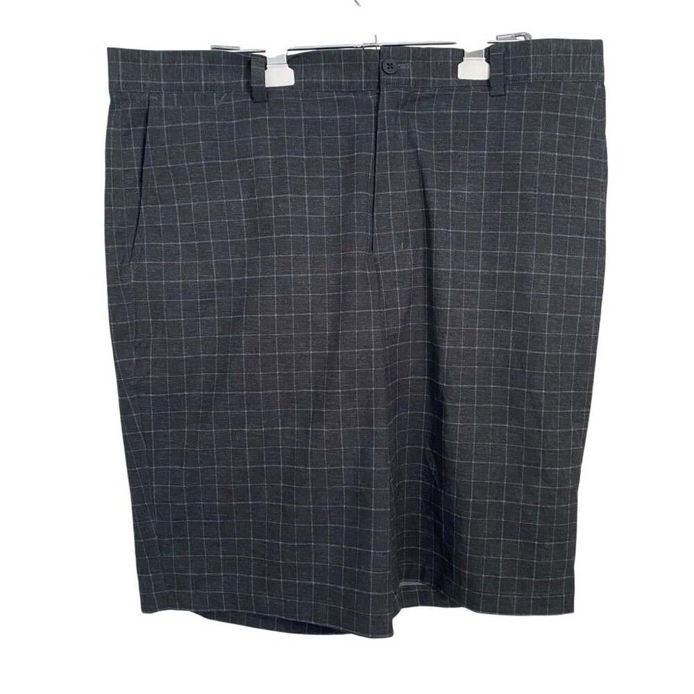 Nike Golf Dri-Fit Tour Performance Shorts Gray Check 36 Chino Logo Stretch